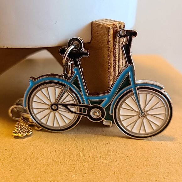 Bike Bicycle Keychain with Rainbow and Flower Charms Cute Fun Keyring NEW - Picture 3 of 4